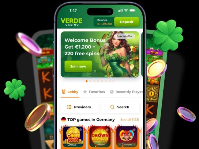 Verde Casino shown on mobile phones
